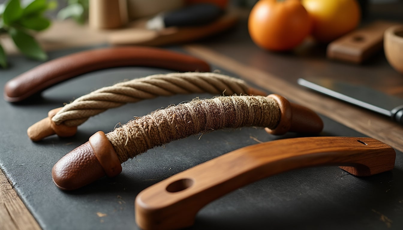 Poignée en cuir, en corde ou en bois : les habillages